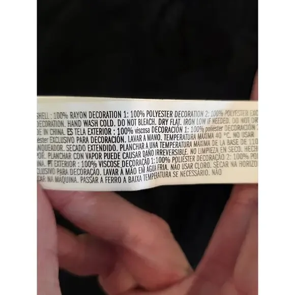 FOREVER 21 Black Floral Embroidered Long Duster SHORT SLEEVE LACE TRIM Size L - Picture 11 of 12